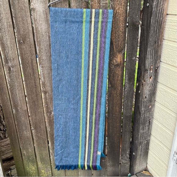 Shupaca Blue Bird Alpaca Blend Striped Fringed Scarf NWOT - Picture 12 of 15